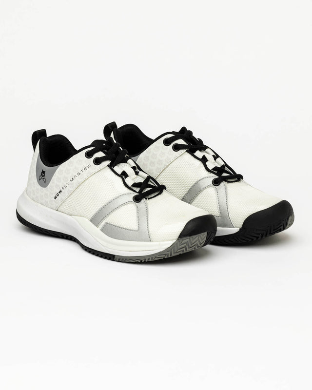 Zapatillas de padel Fly Master blanca y plata lisa para mujer