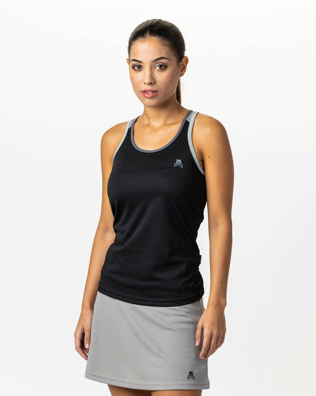 Camiseta de pádel de tirantes negra WOW Nature para mujer